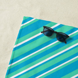 Toalha De Praia Turquesa Islâmica, Aqua, Padrão de Striped Branca