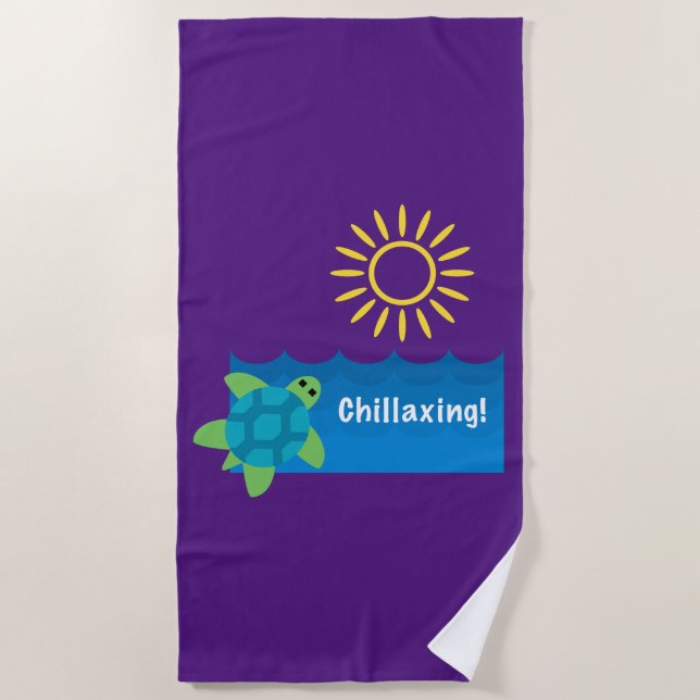 Toalha De Praia Turtle Chillaxing Design - Beach Towel (Frente)
