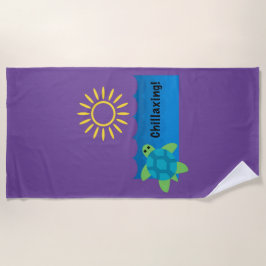 Toalha De Praia Turtle Chillaxing Design - Beach Towel