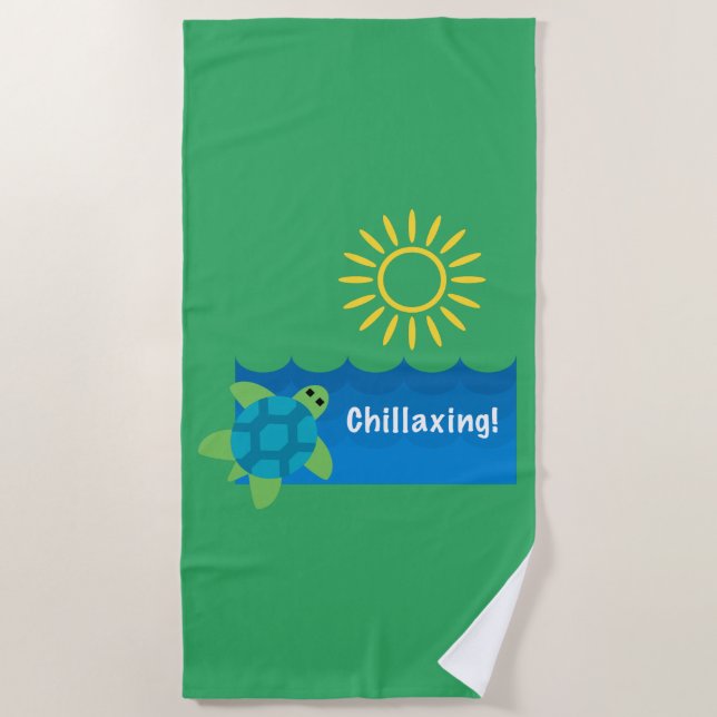Toalha De Praia Turtle Chillaxing Design - Beach Towel (Frente)