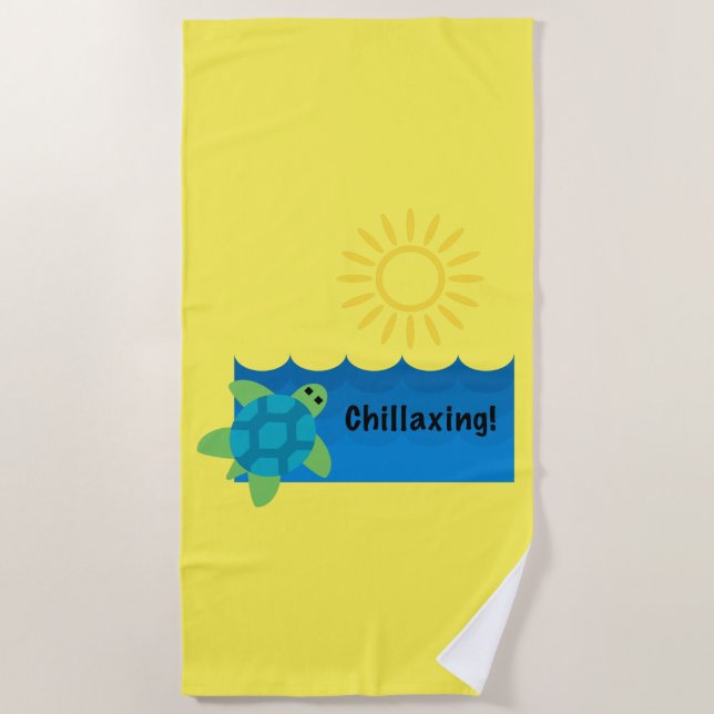 Toalha De Praia Turtle Chillaxing Design - Beach Towel (Frente)