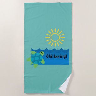Toalha De Praia Turtle Chillaxing Design - Beach Towel