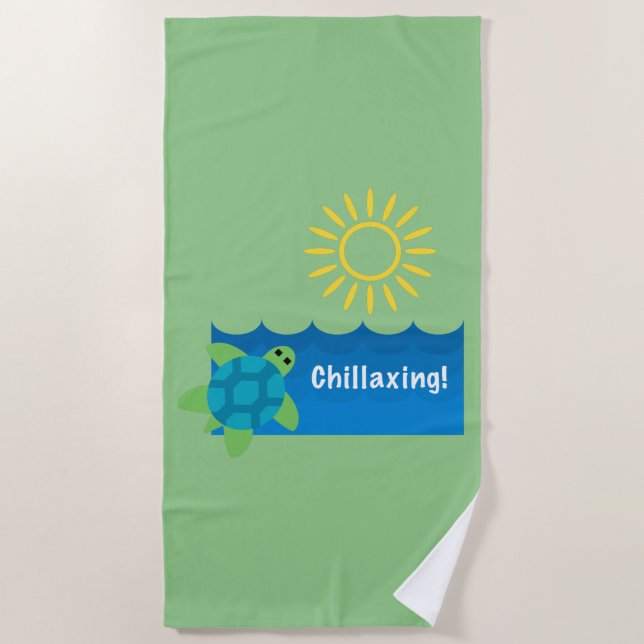Toalha De Praia Turtle Chillaxing Design - Beach Towel (Frente)
