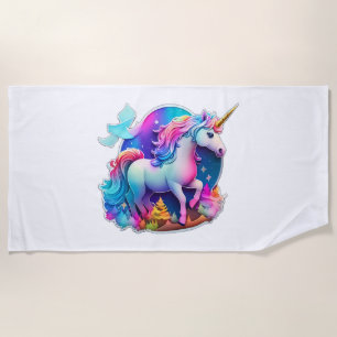 Toalha De Praia Um Adorável Autocolante Unicorn
