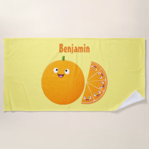 Toalha De Praia Um desenho animado de fruta de citros de laranja f