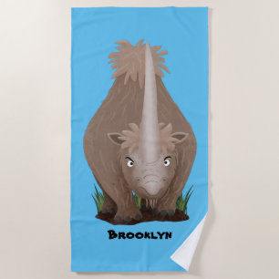 Toalha De Praia Um desenho animado de Rinoceronte elasmotherium