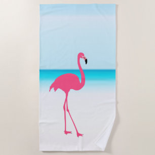 Toalha De Praia Um flamingo cor-de-rosa bonito na praia