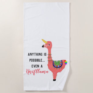 Toalha De Praia Uma citação inspiradora do Unicórnio Flamingo Llam
