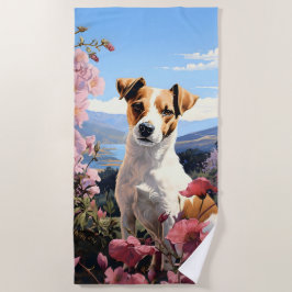 Toalha De Praia Uma Haven Floral de Jack Russell Terrier