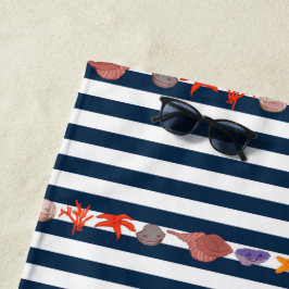 Toalha De Praia Under the sea with nautical stripes