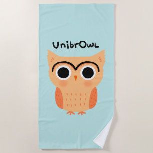 Toalha De Praia UnibrOwl Unibrow Owl   Coruja-de-sobrancelhas-grac