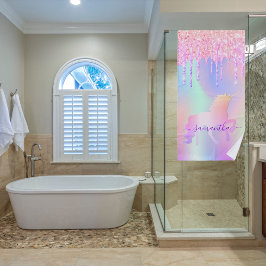 Toalha De Praia Unicorn glitter goteja o nome do monograma do arco