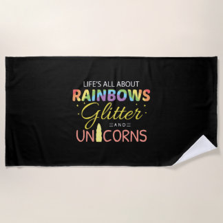 Toalha De Praia Unicorn Lover Gift Idea Rainbows Glitter Unicorns
