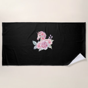 Toalha De Praia Unicórnio Fofo Com Flores Unicórnio Floral Garotas