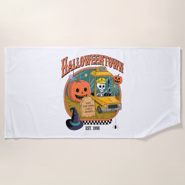 Toalha De Praia Universidade de Pumpkin Halloweentown (Frente)