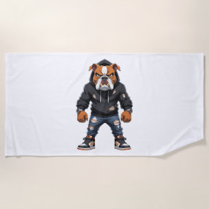 Toalha De Praia Urban Alpha Bulldog - Estilo de Rua Mascot