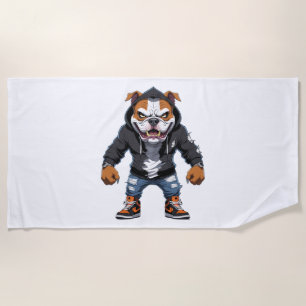 Toalha De Praia Urban Alpha Bulldog - Estilo de Rua Mascot