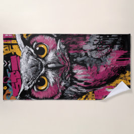 Toalha De Praia Urban Graffiti Owl Pop Art