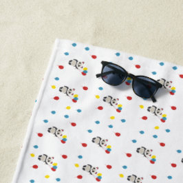 Toalha De Praia Urso-Panda com balões brancos