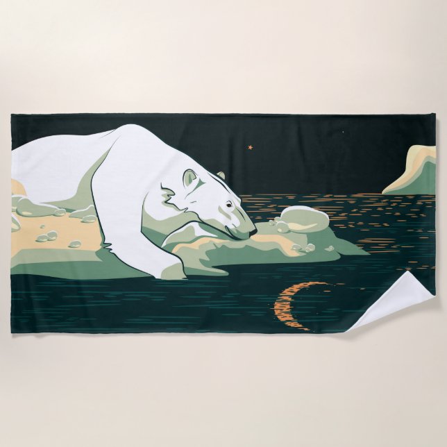 Toalha De Praia Urso Polar e Lua (Frente)