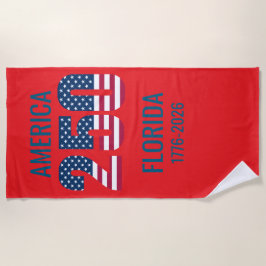 Toalha De Praia USA 250th Anniversary Florida Stars Stripes Beach 