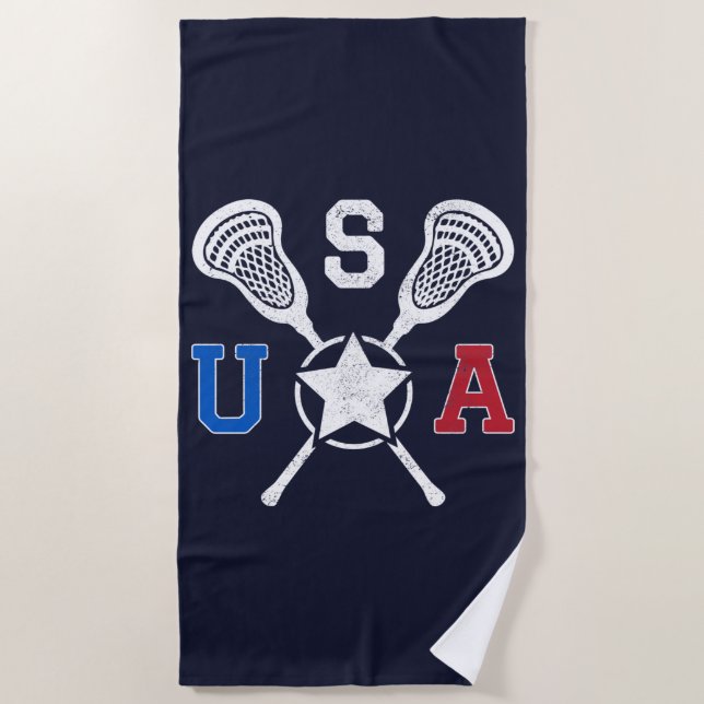 Toalha De Praia USA Crosskick Emblem - Lacrosse EUA Flag (Frente)