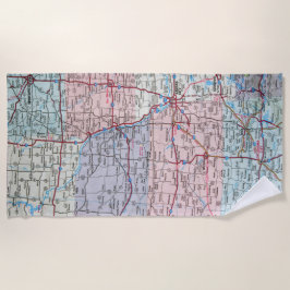 Toalha De Praia USA Midwest Map 
