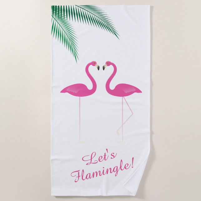 Toalha De Praia Vamos Flamingle Tropical Flamingo Beach Towel (Frente)