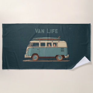 Toalha De Praia Van de Surf Vintage – Design de Camper Retro