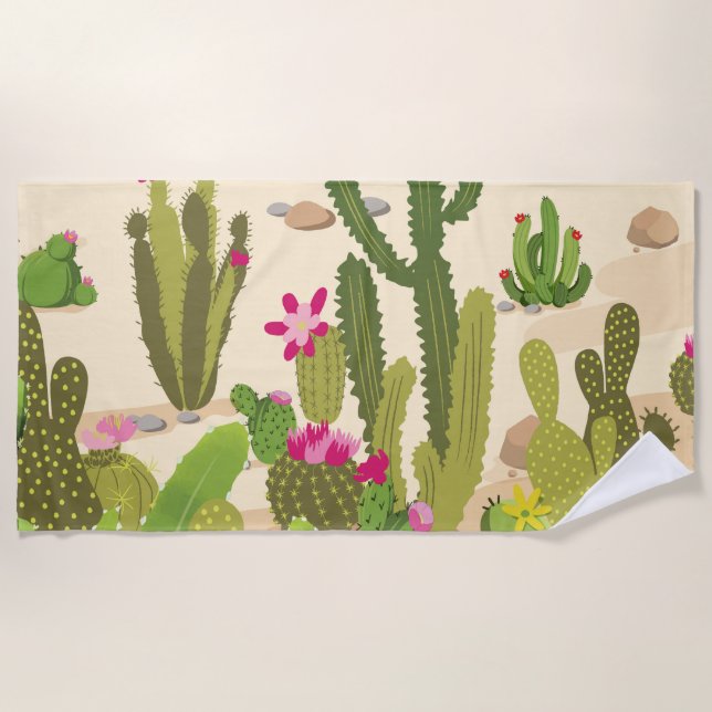 Toalha De Praia Variedades de Cactus (Frente)