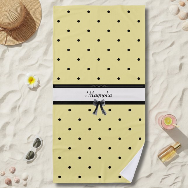 Toalha de Praia Verão Chic Amarelo Sol (Sunny vibes only! Bright yellow & polka dots to make your beach spot easy to find.)