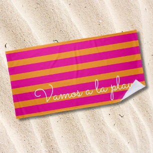 Toalha De Praia Verão Colorido Rosa Laranja Texto