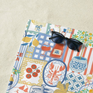 Toalha De Praia Verão Italiano La Dolce Vita Limão Mediterrâneo 