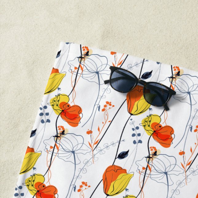 Toalha De Praia Verão tropical | Belos Design de flores amarelas (In Situ)