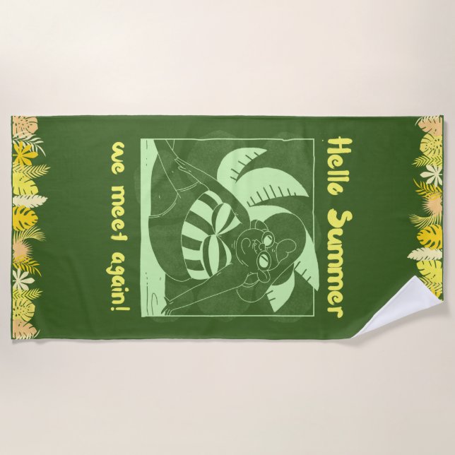 Toalha De Praia Verão tropical divertido (Frente)