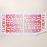 Toalha De Praia Verbos simples e modernos cor-de-rosa, retrato fem<br><div class="desc">Acessórios de festas de despedida de solteira legal,  cor-de-rosa e cinzenta vermelha,  retrógrados simples,  de 60 anos</div>