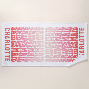 Toalha De Praia Verbos simples e modernos cor-de-rosa, retrato fem