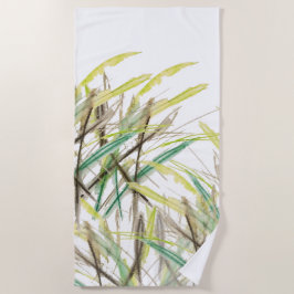Toalha De Praia Verde Abstrato Aquarela Pintado à Mão