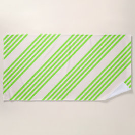 Toalha De Praia Verde limão e bege cinco faixas