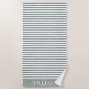 Toalha De Praia Verde Sage Striped