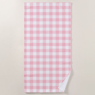 Toalha De Praia Verificações de Gingham de grandes dimensões, rosa