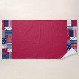 Toalha De Praia Vermelho, Branco e Azul