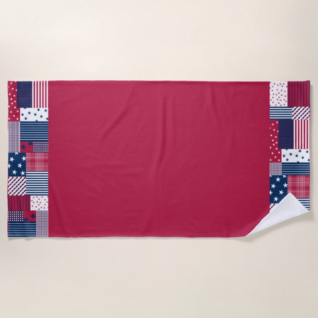 Toalha De Praia Vermelho, Branco e Azul (Frente)