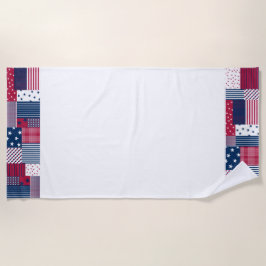 Toalha De Praia Vermelho, Branco e Azul