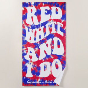Toalha De Praia Vermelho Branco Eu Caso 4 De Julho Retro Tie Dye