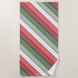 Toalha De Praia Vermelho Branco Verde do Natal em Papel Texturizad