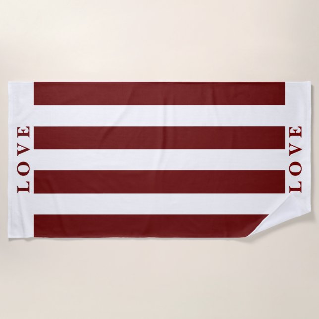 Toalha de praia - Vermelho e Branco (Frente)