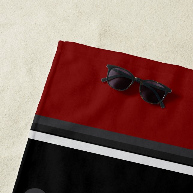 Toalha De Praia Vermelho, preto e cinza moderno do século médio (In Situ)