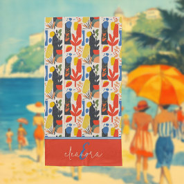 Toalha De Praia Vermelho Vibrante, Amarelo e Azul Fauvism Arte Bot