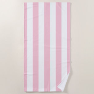 Toalha De Praia Vertical Stripes Bebê Rosa E White Stripes